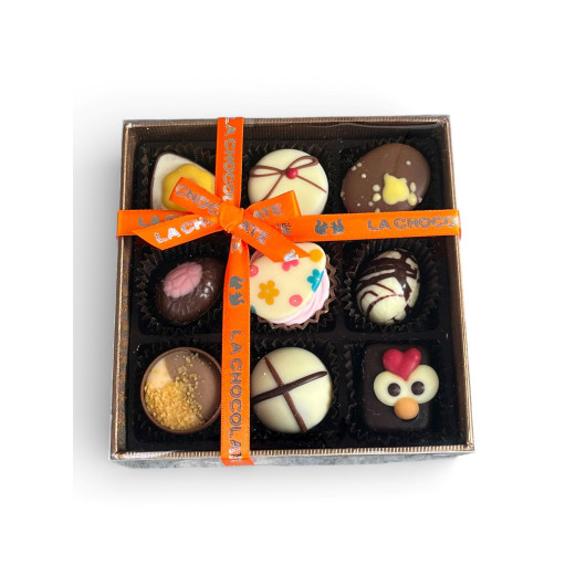 Bonboniera VELIKA NOČ s prozornim pokrovom - Rjava 150g