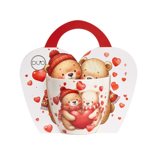 Skodelica BEAR WHIT HEARTS 0,46L Porcelan NOSILKA